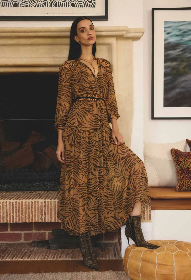 ONCE WAS Solene Sheer Dress Exotica
