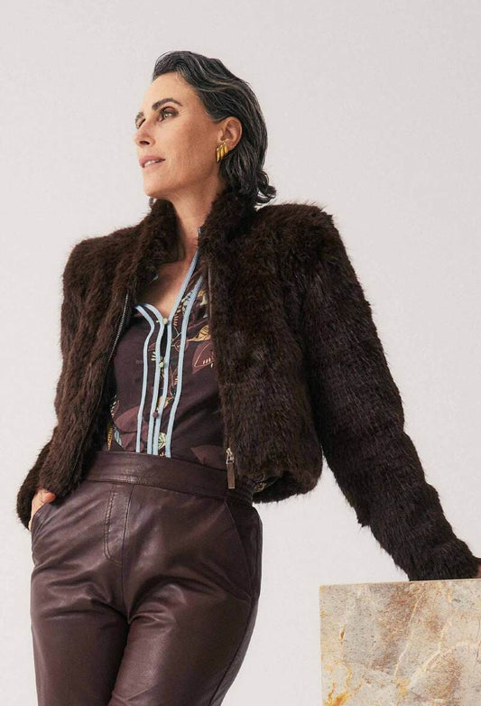 ONCE WAS Dawn FFur Jacket Walnut