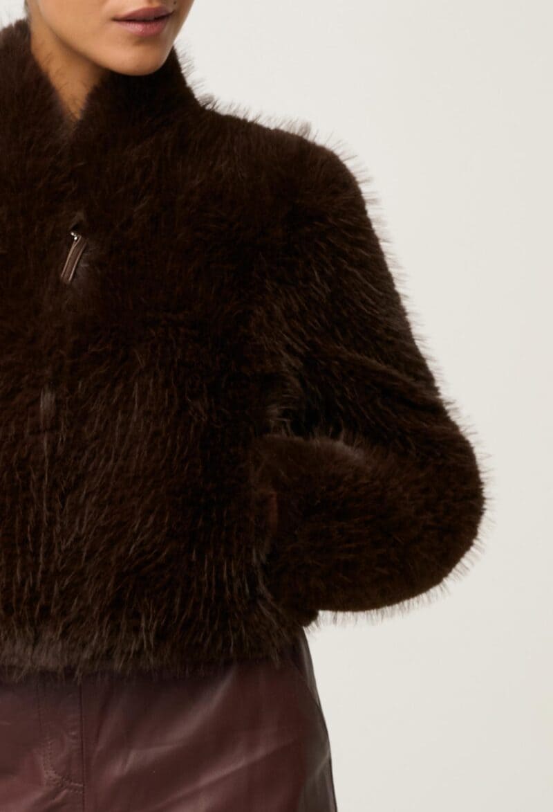 ONCE WAS Dawn FFur Jacket Walnut