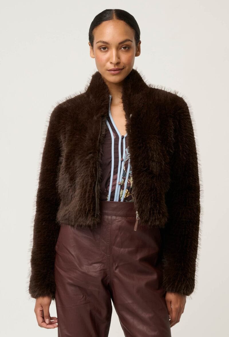 ONCE WAS Dawn FFur Jacket Walnut