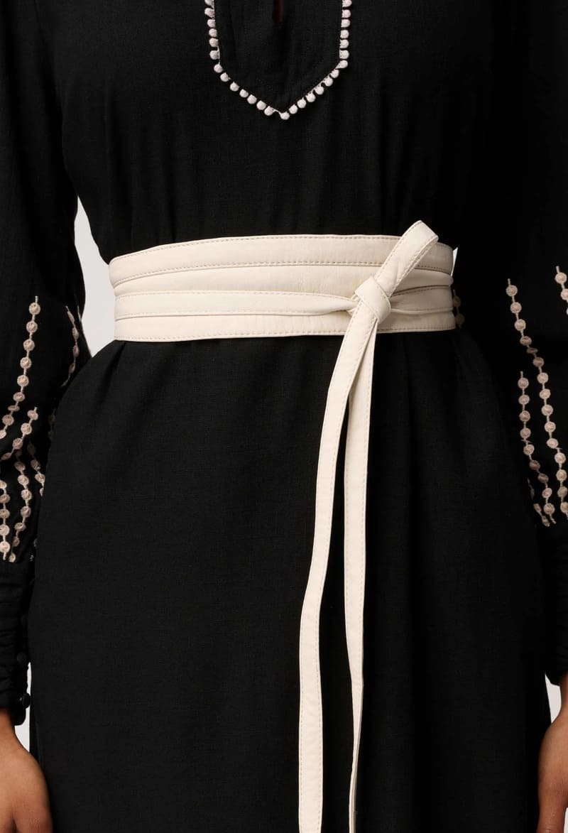 ONCE WAS Milton Leather Belt Ivory