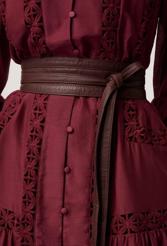 ONCE WAS Milton Leather Belt Oxblood