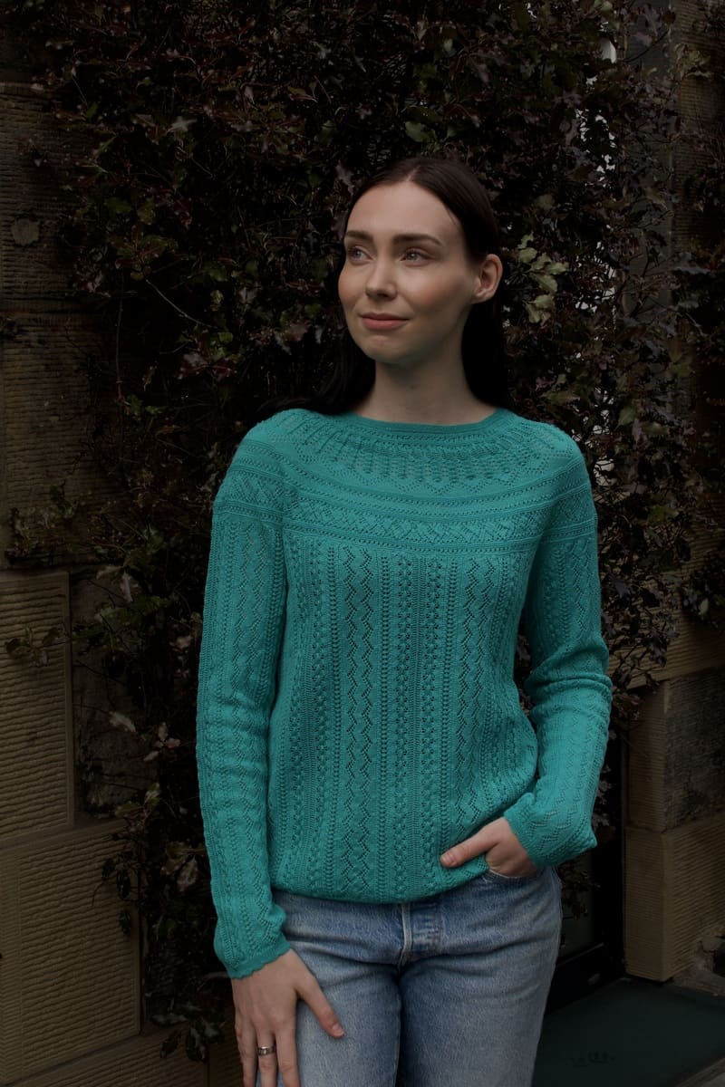 ERIBE Vaila Lace Sweater Emerald