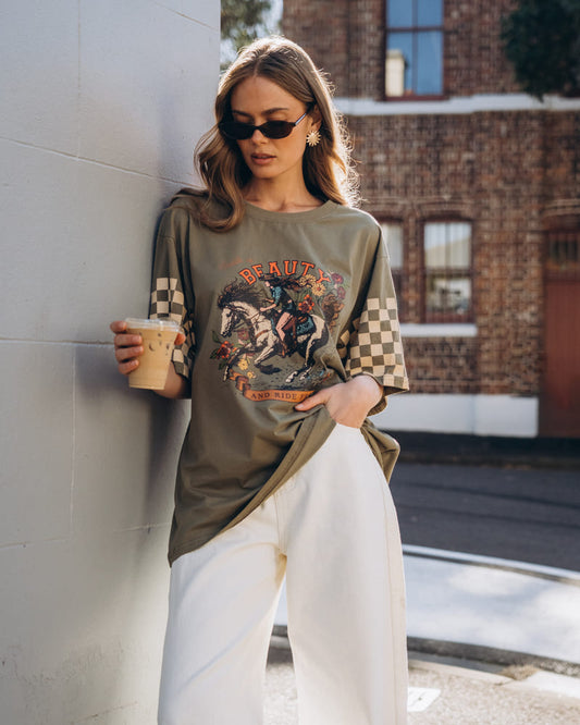PAPER HEART Saddle Up Tee Khaki