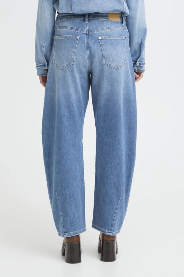 PULZ Anni HW Barrel Jeans MDBlue