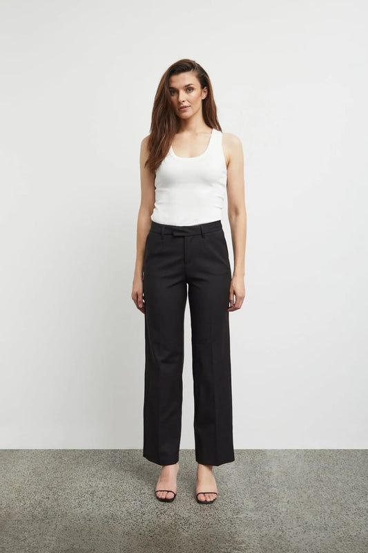 PULZ Bindy H/W Wide Leg Pants Black