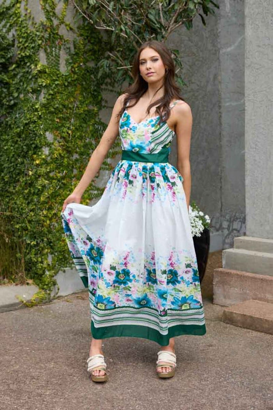 AUGUSTINE Sydney Maxi Floral Dress GreenW