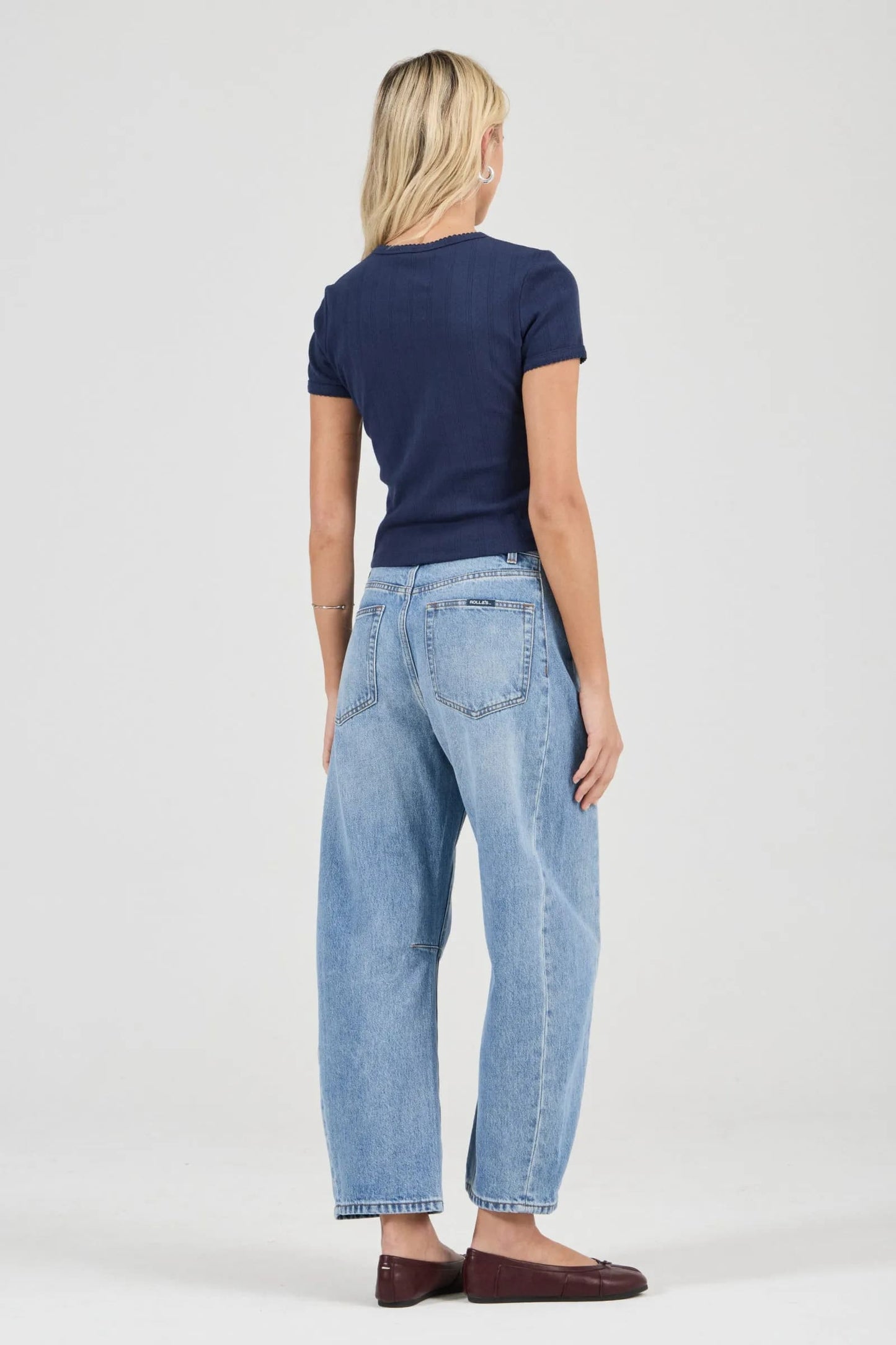 ROLLA'S Pointelle Classic Tee Navy