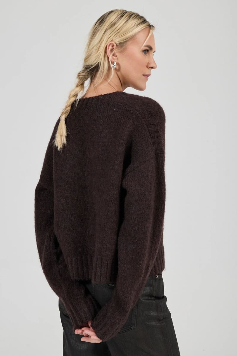 ROLLA'S Tomboy VNeck Knit Jumper Espresso