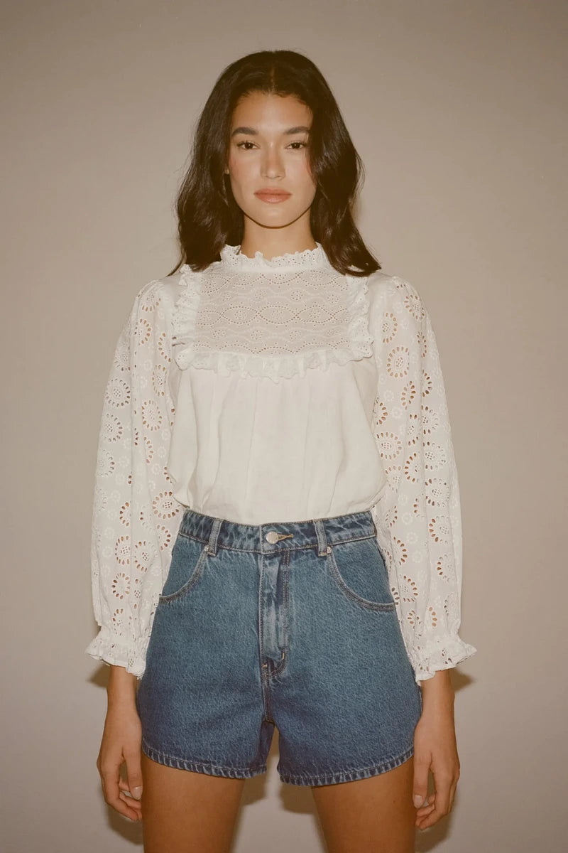 ROLLA'S Paris Lace Blouse White