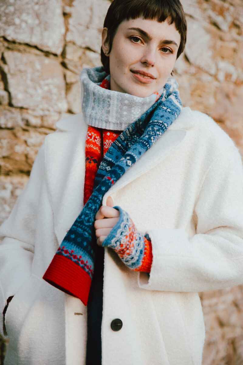 ERIBE Alloa Fairisle Scarf Blue-Bella