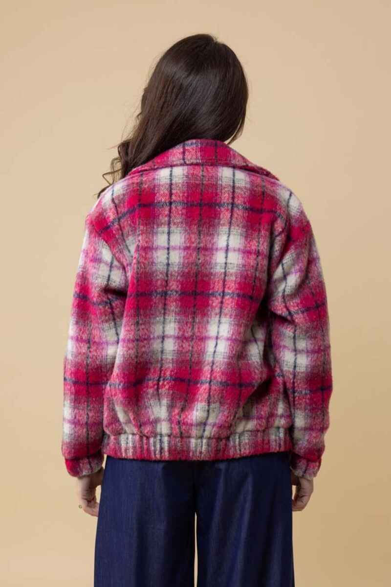 CHARLO Saskia Bomber Jacket PinkTartan