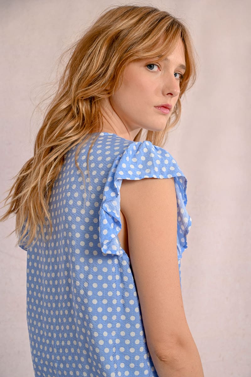 MOLLY BRACKEN Woven Spot Shirt LBlue