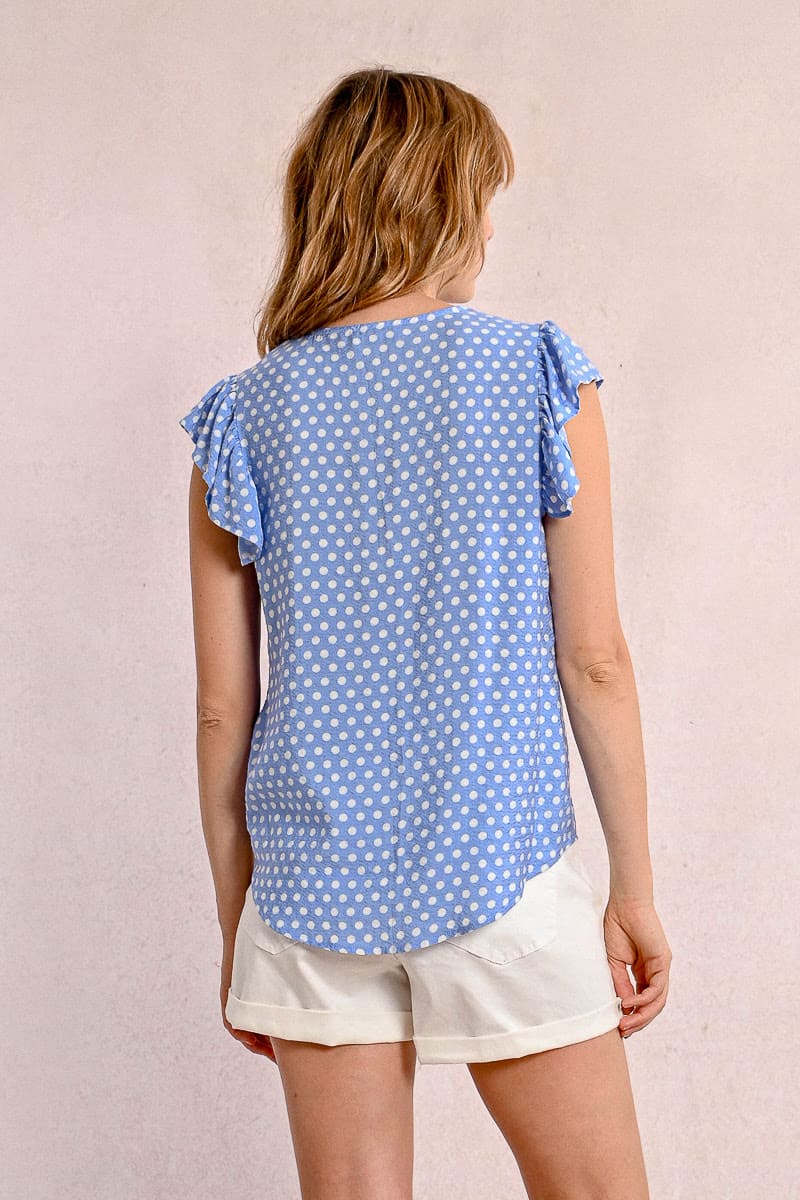 MOLLY BRACKEN Woven Spot Shirt LBlue