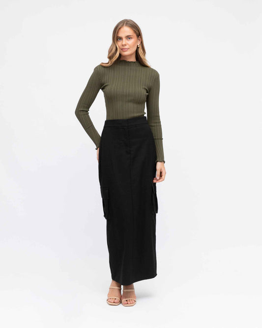 WHITE CLOSET Ribbed Top Olive