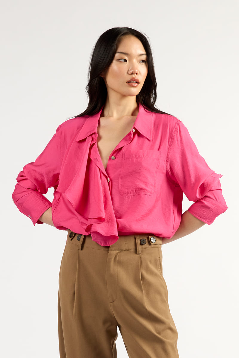TUES Drape Frill Shirt Magenta