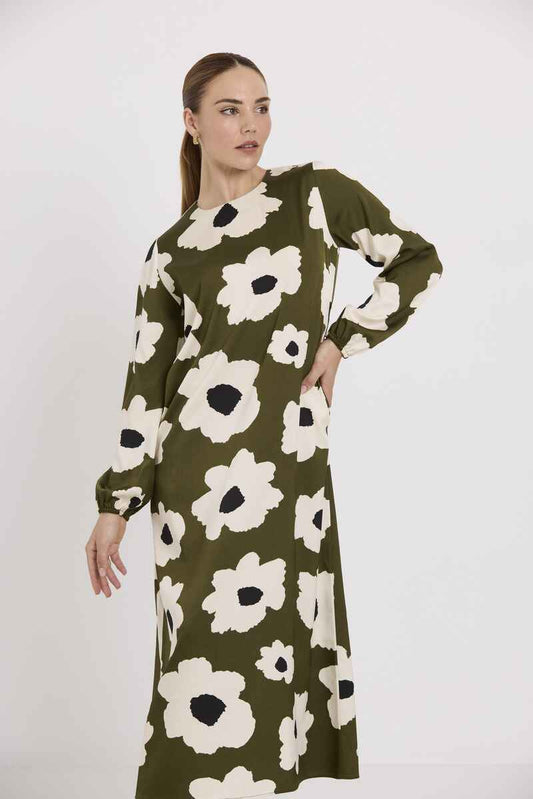 TUES Maggie Flower Dress Olive