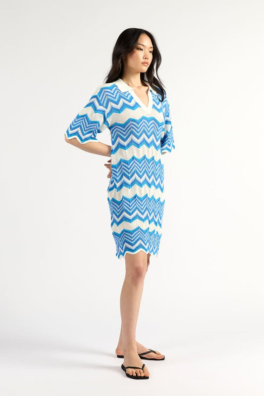 TUESDAY Polo Dress BlueChev