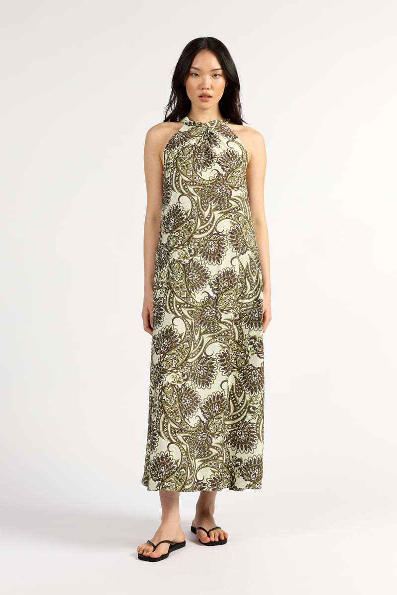 TUESDAY Halter Dress OlivePaisl
