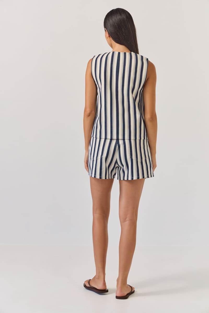 TUESDAY Action Vest Indigo Stripe