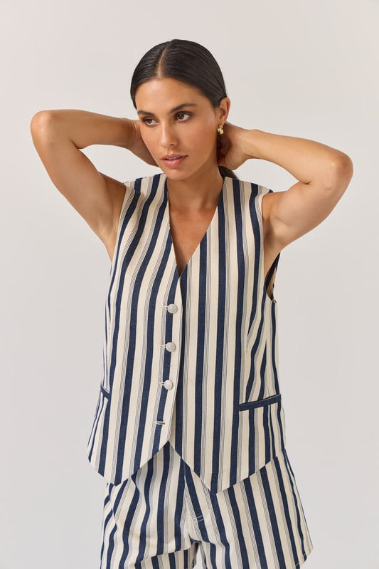 TUESDAY Action Vest Indigo Stripe