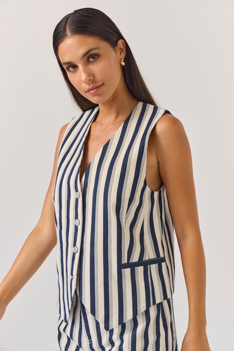 TUESDAY Action Vest Indigo Stripe