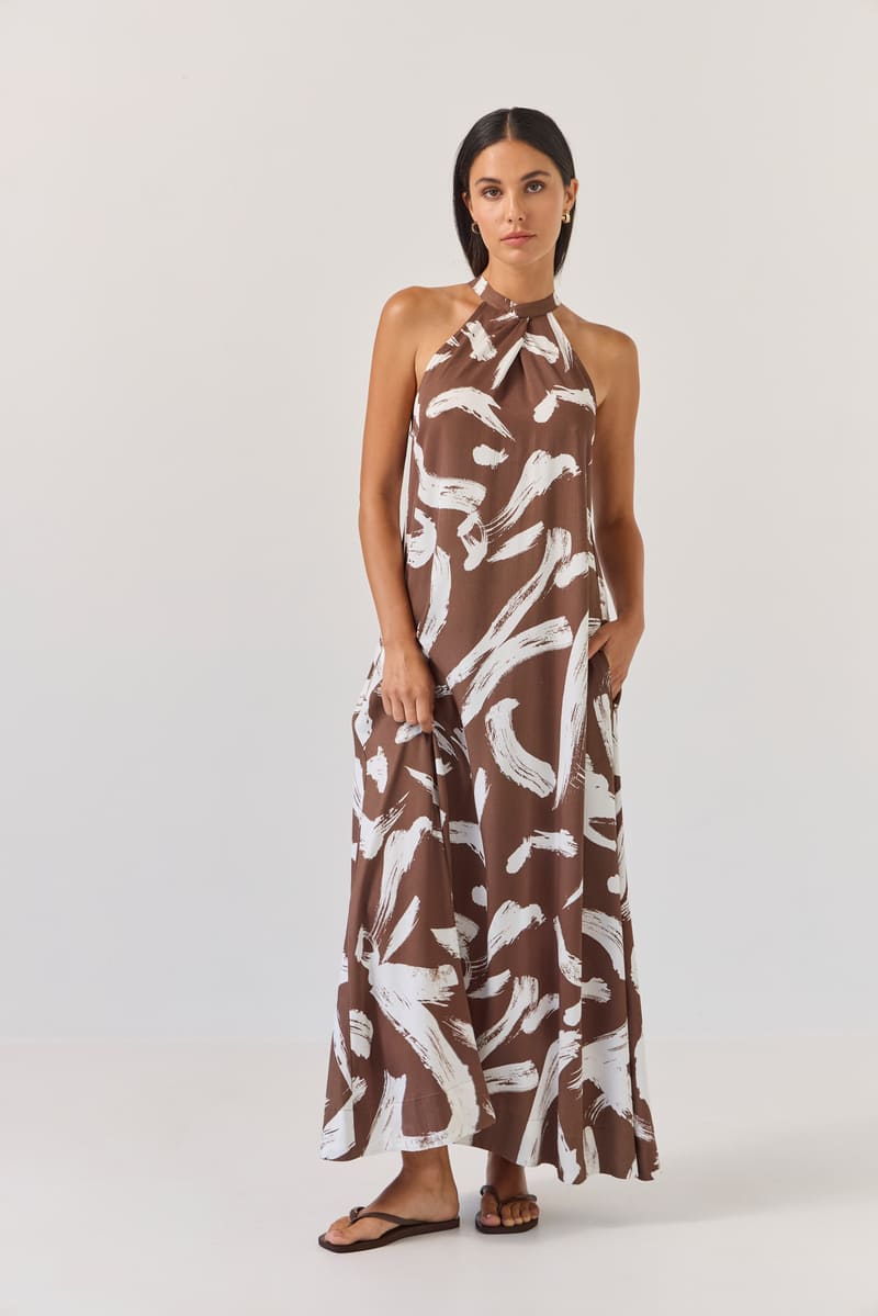 TUESDAY Halter Dress Painterly