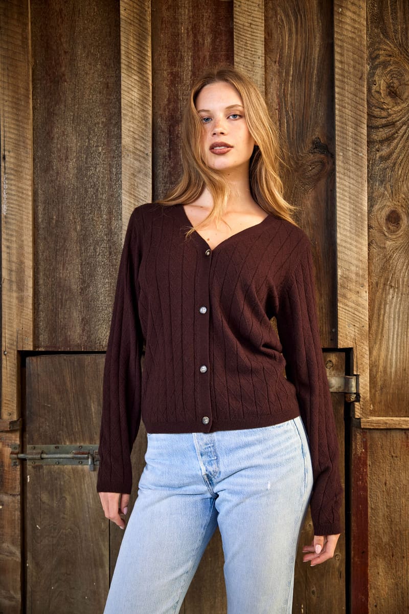 TUESDAY Muse Cable Cardy Choco