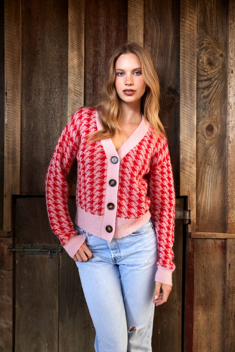 TUESDAY Houndstooth Cardy PinkRed