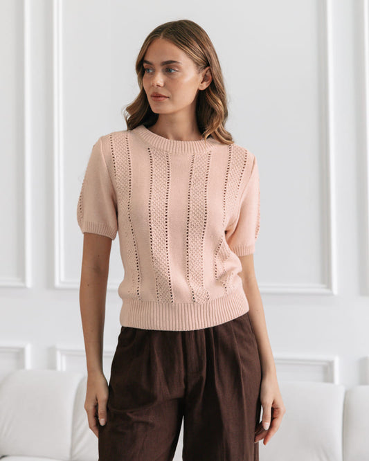 EBBY & I Taylor Knit Top Pink