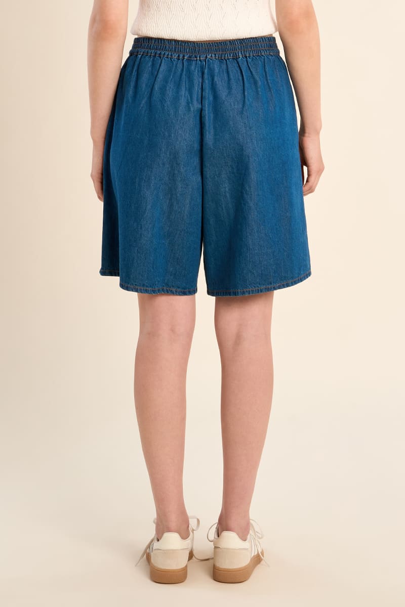 MOLLY BRACKEN Denim Belted Shorts MidBlue