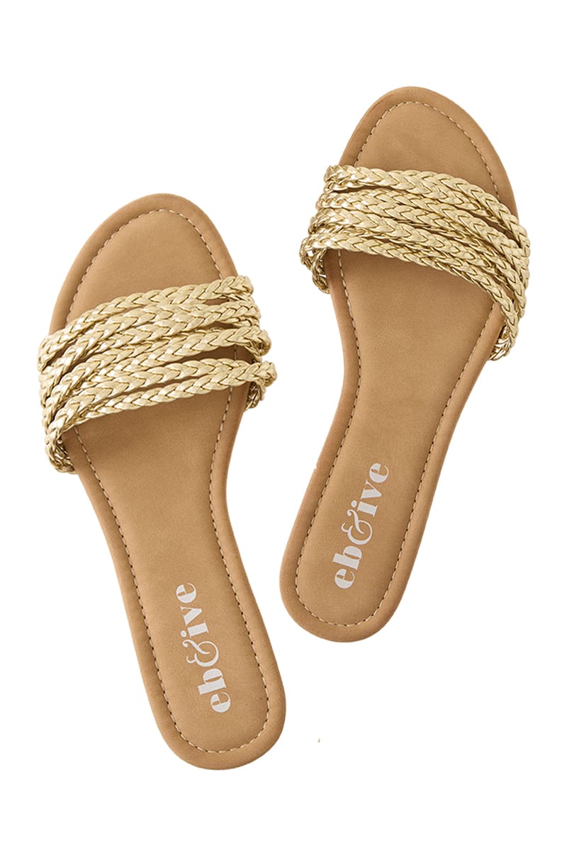 eb&ive Miramar Plaited Sandal Gold