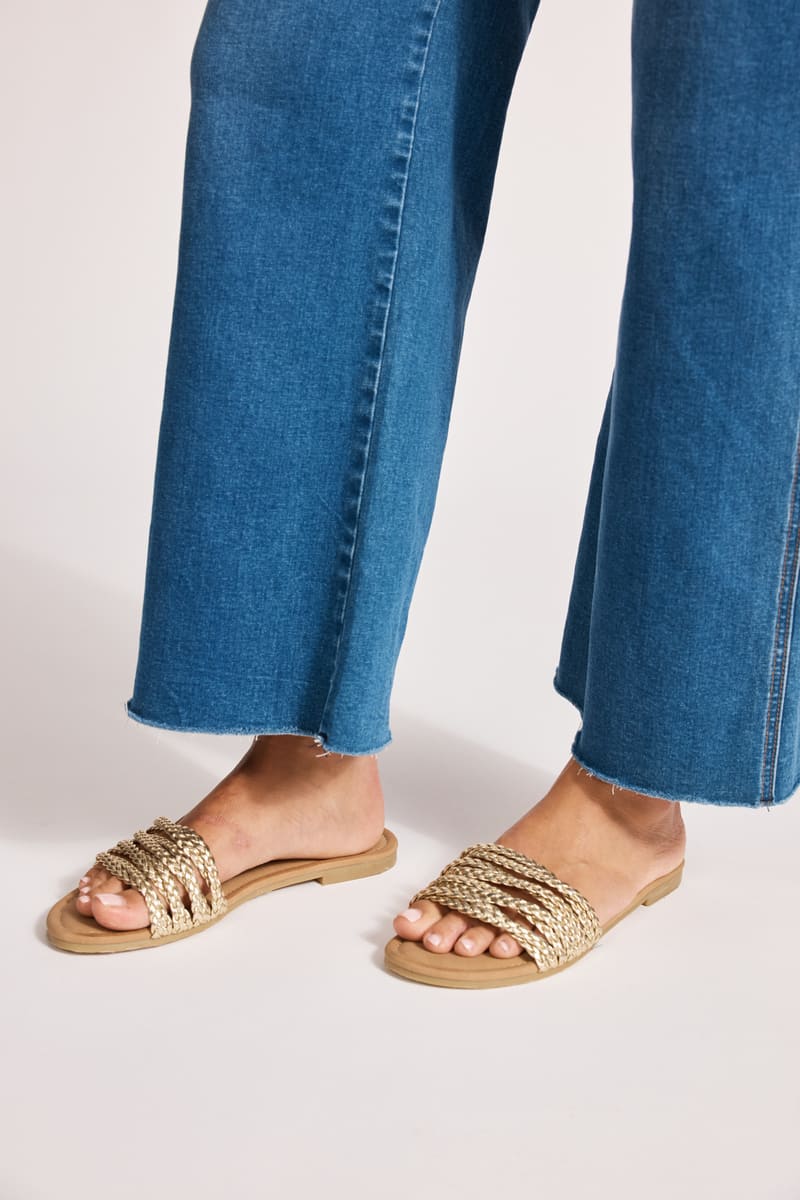 eb&ive Miramar Plaited Sandal Gold