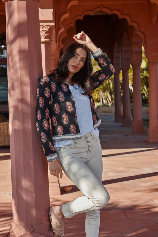 RUBYYAYA Paisley Jacket Black