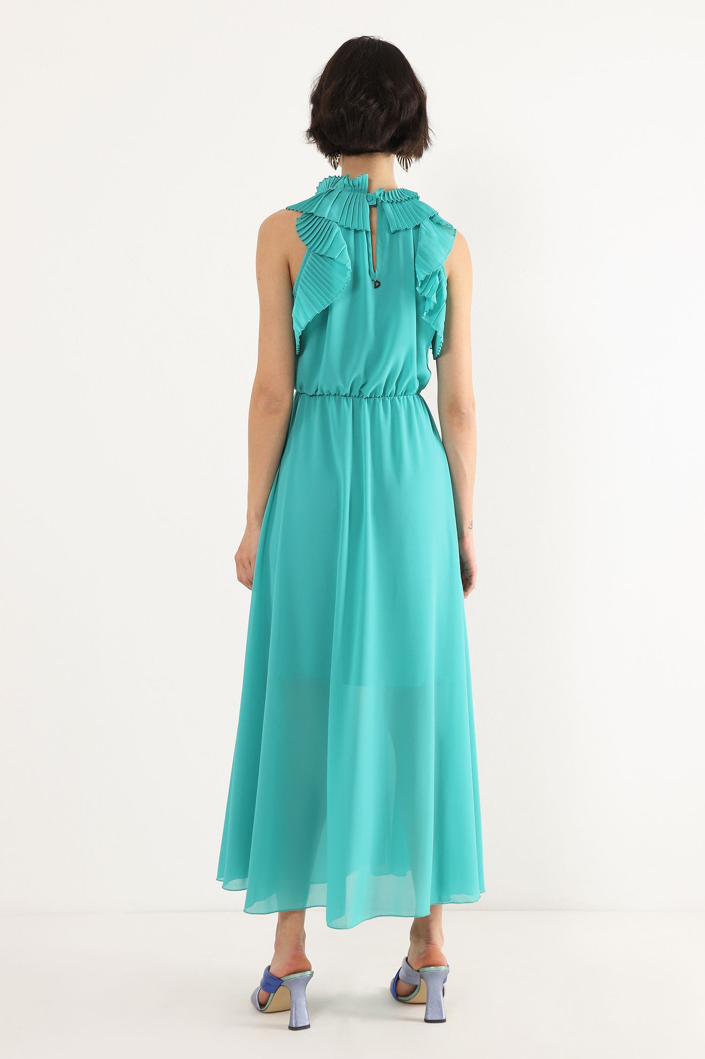 DIXIE Ruffle Neck Dress Tiffany