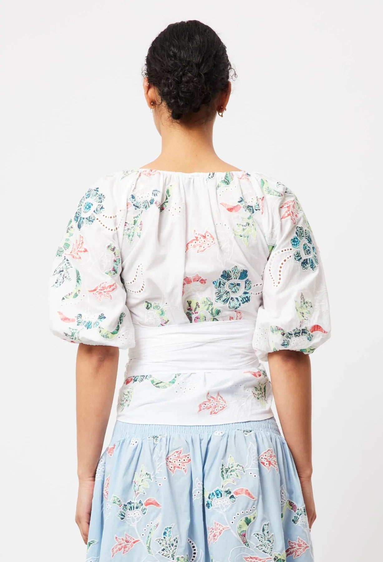 ONCE WAS Estelle Wrap Top Wh/Appl