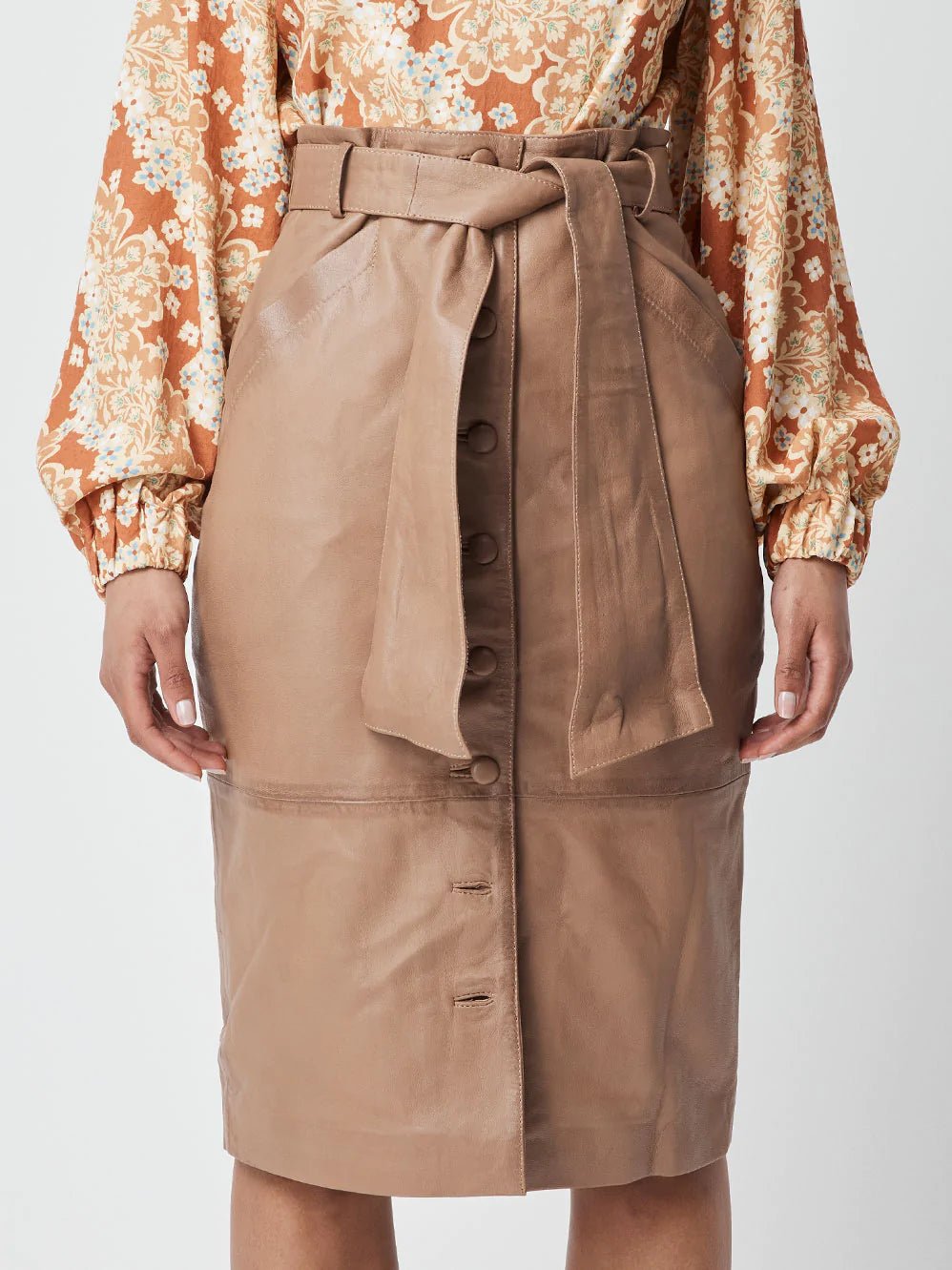 ONCE WAS Leather Husk Skirt