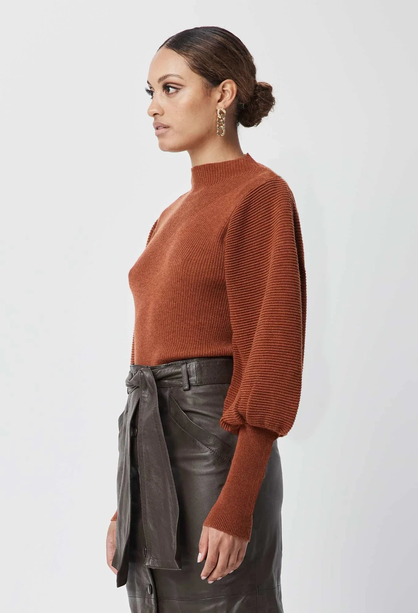 ONCE WAS Leather Chocolate Skirt
