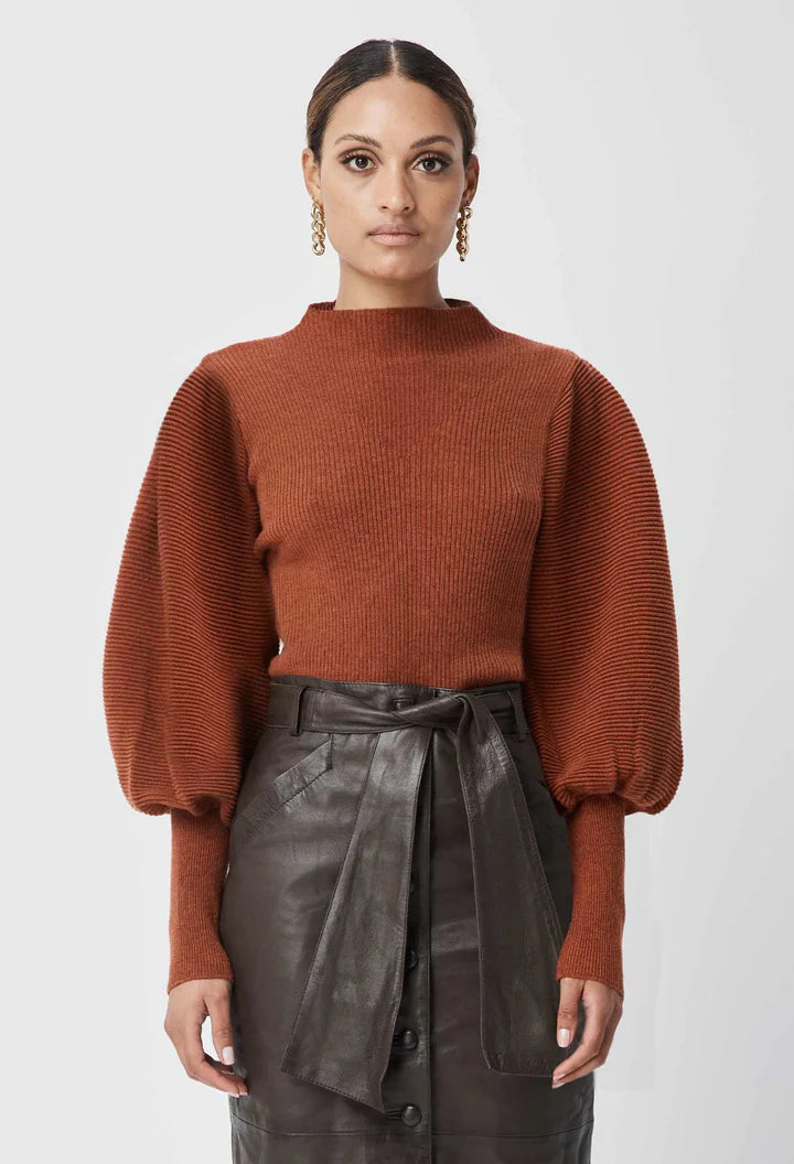 ONCE WAS Leather Chocolate Skirt