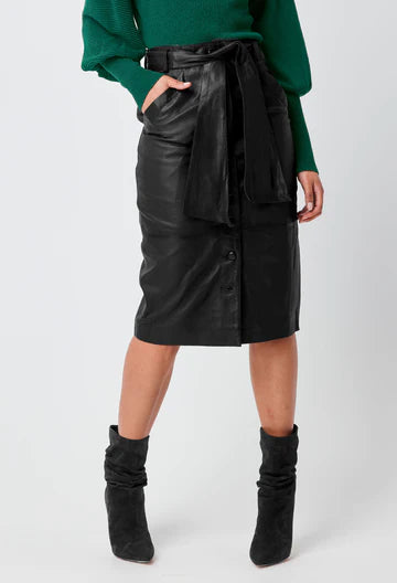 ONCE WAS Leather Black Skirt