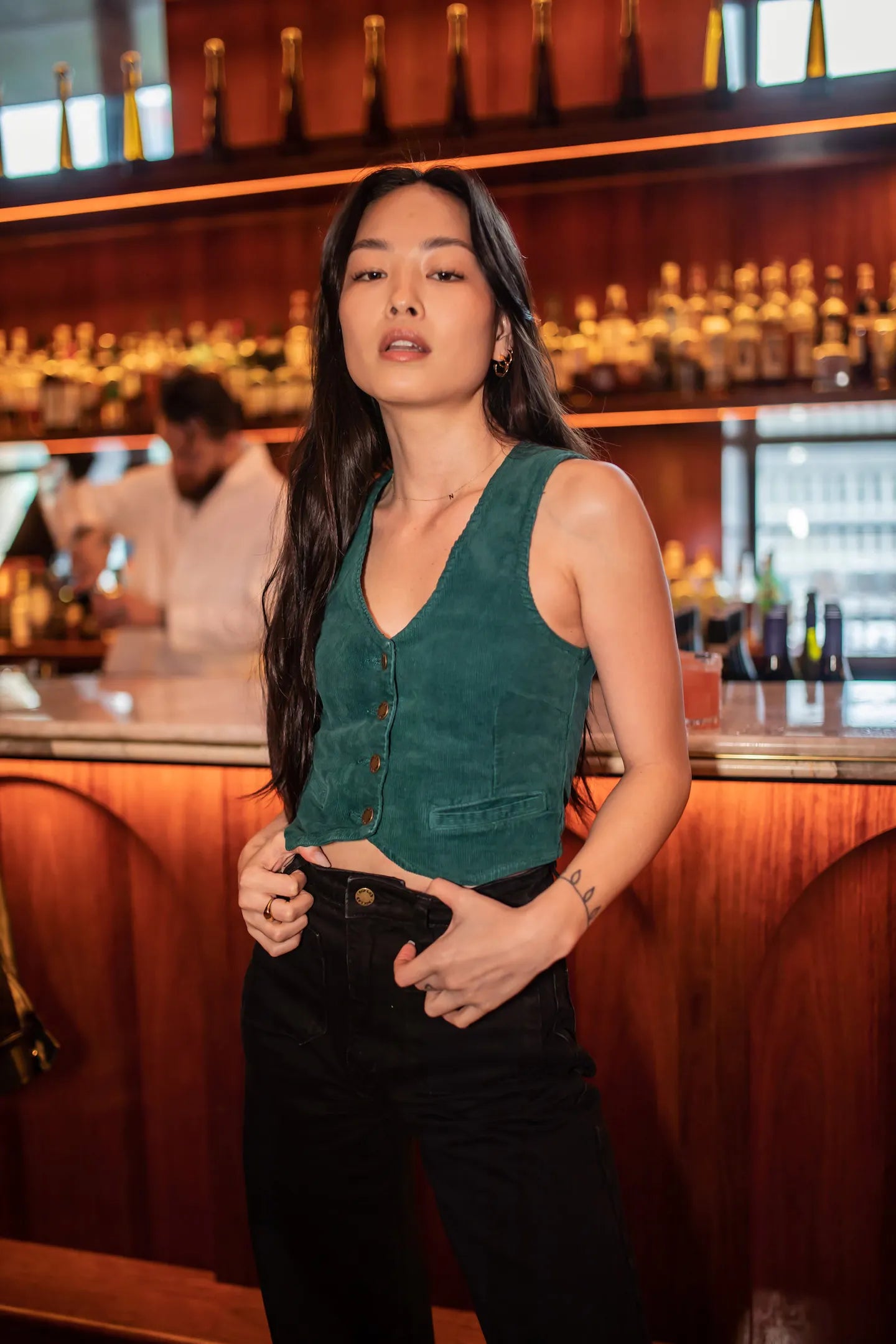 ROLLA'S Dallas Cord Vest Emerald