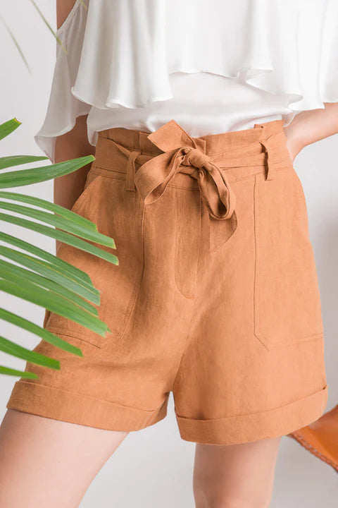 STITCH MINISTRY Linen Shorts Cinnamon