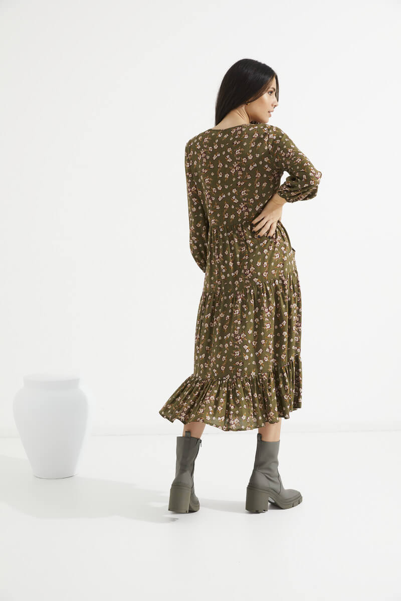 TUESDAY Gianna Floral Dress Olive