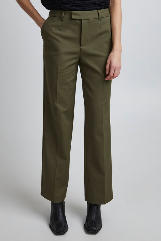 PULZ Bindy Wide Leg Pant Khaki