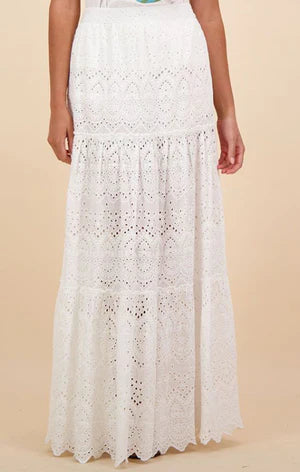RUBYYAYA Mallorca Skirt White